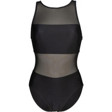 Arena Mesh Panels Swimsuit Vent Kadın Siyah Yüzücü Mayosu 006658500