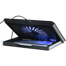 Dark Luna Alüminyum 16cm LED FAN'lı, 74.35 CFM & 1400 RPM, 6x Yükseklik Ayarlı, 2xUSB 15.4" Notebook Soğutucu ve Stand (Siyah)(DKACNBLNB)