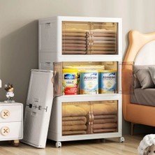 Piev Emayhome Çok Amaçlı Kapaklı Istiflenebilir Organizer Dolap 2 Li Cappuccino