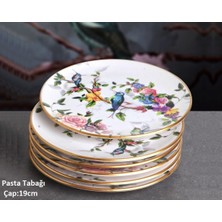 Pinkev Flora 7 Parça Fanuslu Pasta Kek Sunum Standı Tabağı Takımı Seti