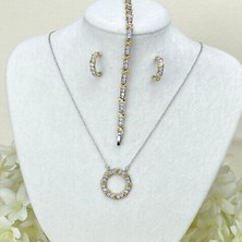 Kyver Çelik X Model Takı Seti Trend Marka Model Küpe Kolye Bileklik Set Kararmaz Çelik