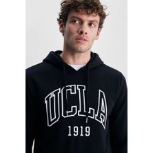 Ucla Jepsen Siyah Kapüşonlu Nakışlı Standard Fit Erkek Sweatshirt