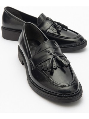 Luvi Lily Siyah Mat Rugan Kadın Loafer