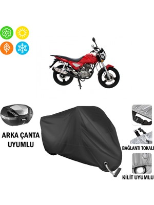 AUTOES Mondial 150 Mc Motosiklet Branda Arka Çanta, Tokalı ve Kilit Uyumlu Siyah