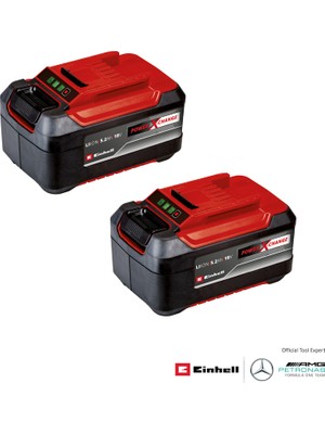 Einhell PXC Twinpack 5.2 Ah Power X-Change Akü (Li-Ion, 18 V, 2 x 5.2 Ah, Tüm Power X-Change cihazları ile uyumlu, Aktif Akü Yönetim Sistemi, Özel Şarj Döngüleri) - 4511526