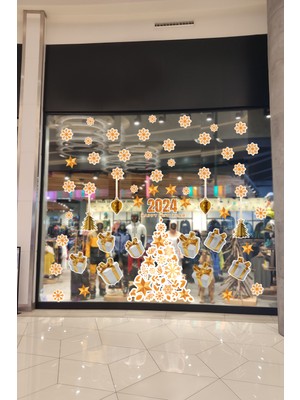 Crevidi Magaza Yeni Yıl 2024 Vitrin Süsü Sticker