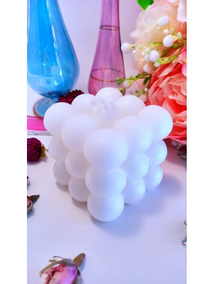 Black And White Candle Dekoratif Tekli Kokulu Bubble Mum