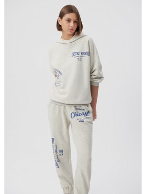 Mavi Kadın Kapüşonlu Baskılı Bej Sweatshirt 1S10008-70020