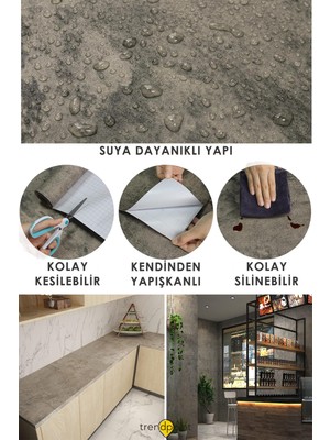 Trendpoint Kendinden Yapışkanlı 60CM×100CM Gri Çimento Desen Mutfak Dolap Masa Kaplama Duvar Kağıdı