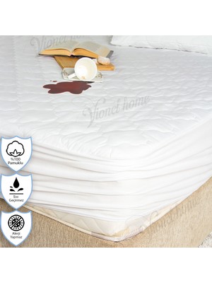 Vionel Home Pamuklu Kapitone, Fitted Full Kenar, Sıvı Geçirmez, Çift Kişilik Yatak Koruyucu Çarşaf Alez 150 x 200