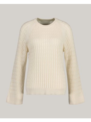 Gant Kadın Krem Regular Fit Bisiklet Yaka Desenli Kazak 4804154.130