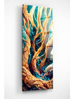 Hinora Ağaç Gövdesi Cam Tablo, Dekoratif Cam Tablo