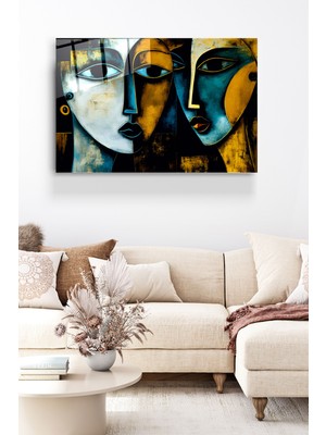 Hinora Cubism Art Cam Tablo, Dekoratif Cam Tablo