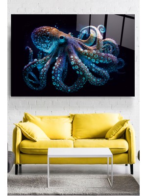 Hinora Ahtapot Cam Tablo, Dekoratif Cam Tablo