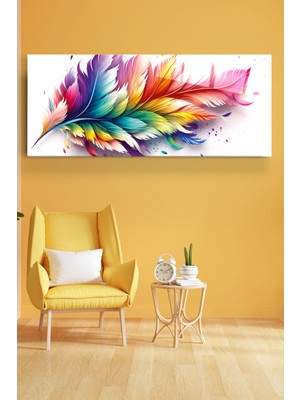 Hinora Renkli Tüy Cam Tablo, Dekoratif Cam Tablo