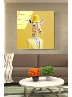 Hinora Zürafa Portre Cam Tablo, Dekoratif Cam Tablo