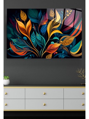 Hinora  Yaprak Tasarım Cam Tablo, Dekoratif Cam Tablo