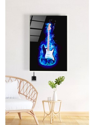 Hinora LED Aydınlatmalı Elektro Gitar Cam Tablo, Işıklı Cam Tablo