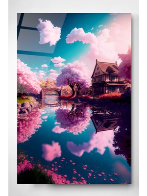 Hinora Pink Cam Tablo, Dekoratif Cam Tablo