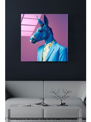 Hinora Eşek Portre Cam Tablo, Dekoratif Cam Tablo
