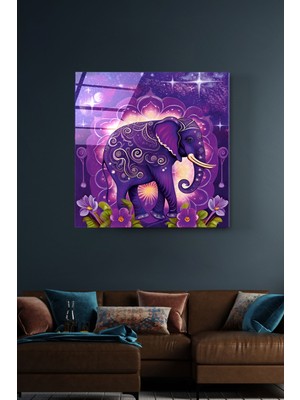 Hinora  Elephant Cam Tablo, Dekoratif Cam Tablo