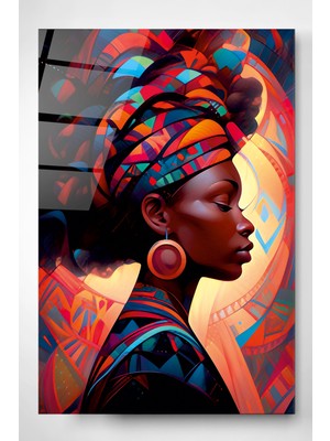 Hinora Afrikalı Kadın Cam Tablo, Dekoratif Cam Tablo