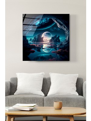 Hinora Gece Manzarası Cam Tablo, Dekoratif Cam Tablo