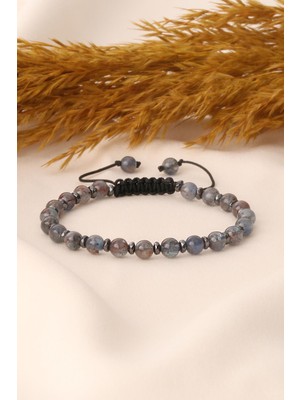 Dünya Doğal Taş Kyanit ve Hematit Taşı Bileklik