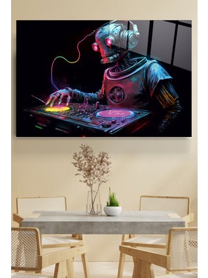 Hinora Dj Robot Cam Tablo, Dekoratif Cam Tablo