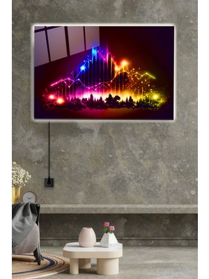 Hinora LED Aydınlatmalı Colored Lights Cam Tablo, Dekoratif Cam Tablo