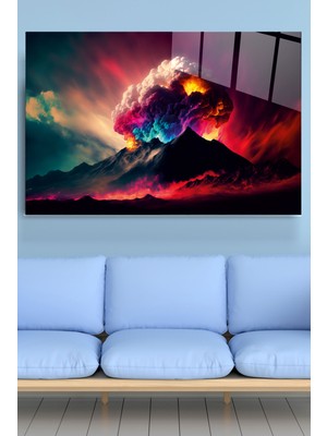 Hinora  Renkli Lav Cam Tablo, Dekoratif Cam Tablo