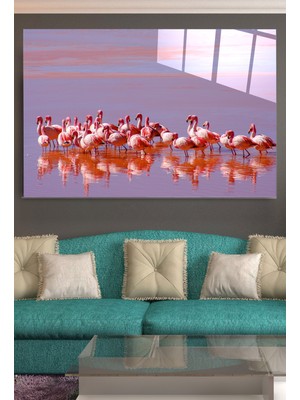 Hinora Flamingolar Cam Tablo, Dekoratif Cam Tablo