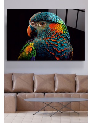 Hinora Colorful Feathered Bird Cam Tablo, Dekoratif Cam Tablo
