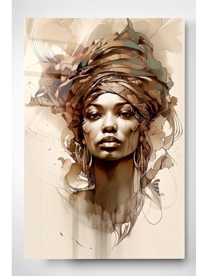 Hinora Afrikalı Kadın Cam Tablo, Dekoratif Cam Tablo