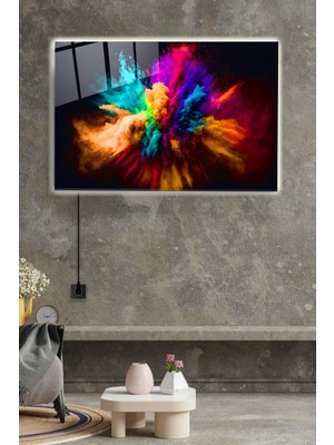 Hinora LED Aydınlatmalı Renkli Toz Bulutu Cam Tablo, Dekoratif Cam Tablo