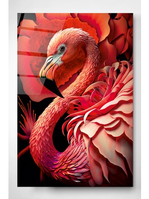 Hinora Flamingo Cam Tablo, Dekoratif Cam Tablo