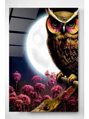 Hinora Dolunay ve Baykuş Cam Tablo, Dekoratif Cam Tablo