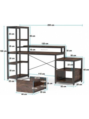 Zizuva Modern Tasarım Raflı ve Kitaplıklı Çalışma Masası