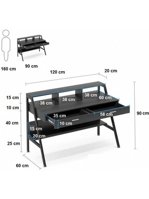 Zizuva Modern Tasarım Çekmeceli Çalışma Masası