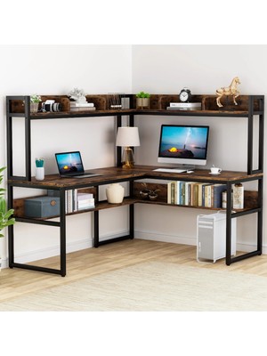 Zizuva Özel Tasarım L Model Kitaplıklı Çalışma Masası