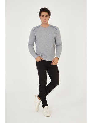 Rey Polo Bisiklet Yaka Omuz Detaylı Basic Sweatshirt