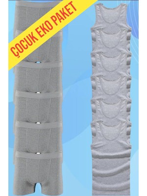 Tezzgelsin Eko Set 12'li Paket Erkek Çocuk Çamaşır Seti 6 Adet Atlet 6 Adet Boxer