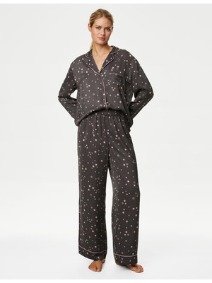 Marks & Spencer Dream Satin™ Yıldız Desenli Uzun Kollu Pijama Takımı