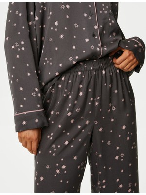 Marks & Spencer Dream Satin™ Yıldız Desenli Uzun Kollu Pijama Takımı