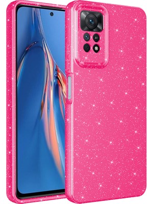 Case Street Xiaomi Redmi Note 12 Pro 4g Kılıf Koton Simli Silikon Arka Kapak Kamera Korumalı Pembe Koyu