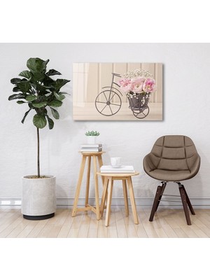 Ena Home Decor  Bisiklette Güller Cam Tablo