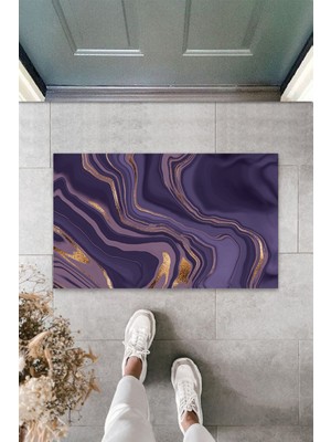 Çok Amaçlı Dijital Modern Dalgalı Lila  Kapı Paspası Dış Mekan Paspas