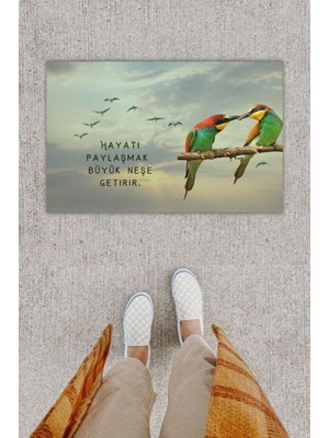 Dijital Baskı Yeşil Dış ve Iç Mekan Doğal Taş Desen Kapı Önü Paspası