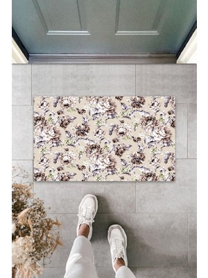 Dış ve Iç Mekan Pudra Kapı Önü Paspası Çiçek Desen Paspas