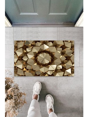 Çok Amaçlı Dijital Baskı Gold Üçgen Dijital Dış ve Iç Mekan Paspas